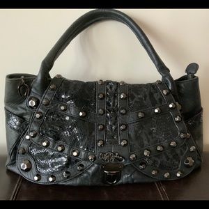 Vintage Betsy Johnson Black Leather Studded Bag